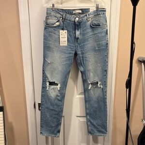 Zara Light Blue Ripped Skinny Jeans